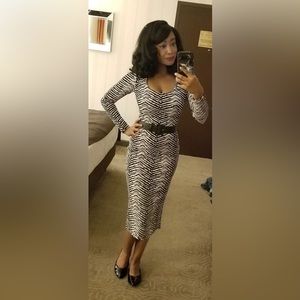 Zebra print wiggle dress Vixen by Micheline Pitt Medium